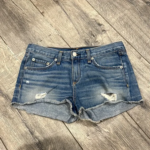 • Rag &amp; Bone • Cut Off Denim Jean Shorts Distressed Blue Trestles 26 Women’s