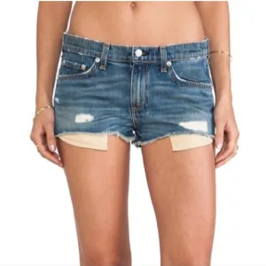 • Rag &amp; Bone • Cut Off Denim Jean Shorts Distressed Blue Trestles 26 Women’s