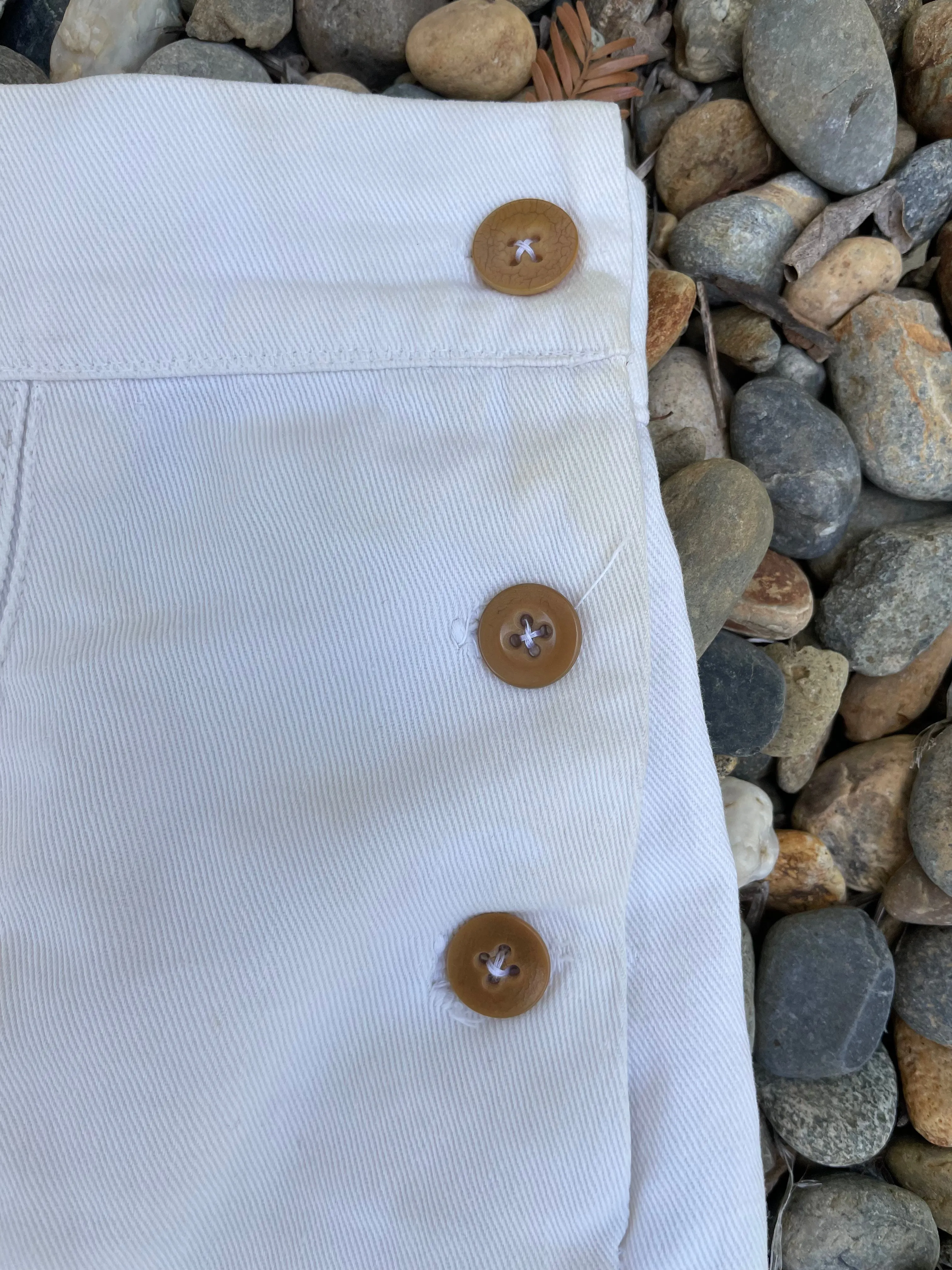 1940s Side Button Cotton Twill Shorts