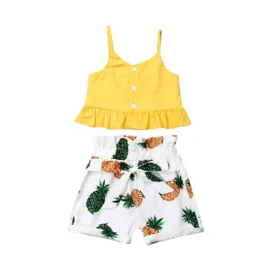 2pc Baby and Toddlers Crop Top and Pineapple Print Shorts