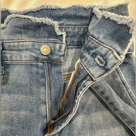 7 For All Mankind Denim Shorts Paper Bag Tie Waist High Rise Jean Shorts Size 25