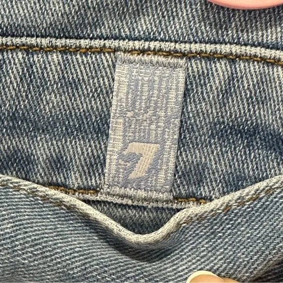 7 For All Mankind Denim Shorts Paper Bag Tie Waist High Rise Jean Shorts Size 25