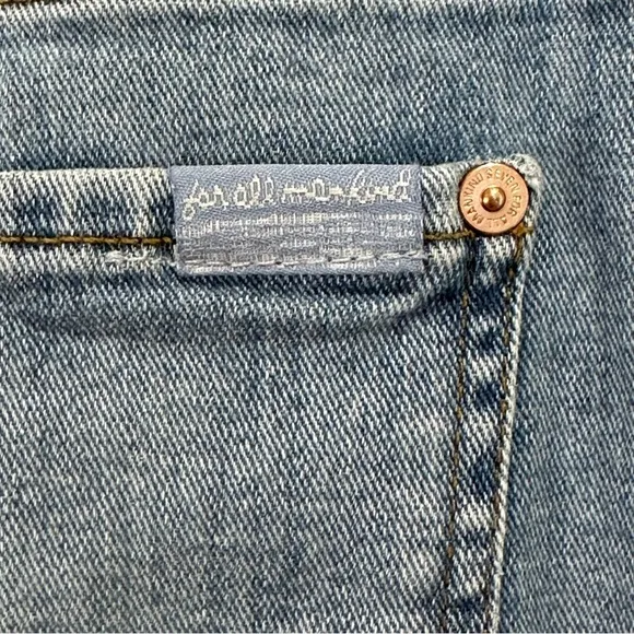 7 For All Mankind Denim Shorts Paper Bag Tie Waist High Rise Jean Shorts Size 25