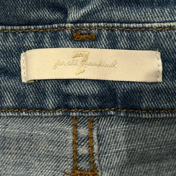 7 For All Mankind Denim Shorts Paper Bag Tie Waist High Rise Jean Shorts Size 25