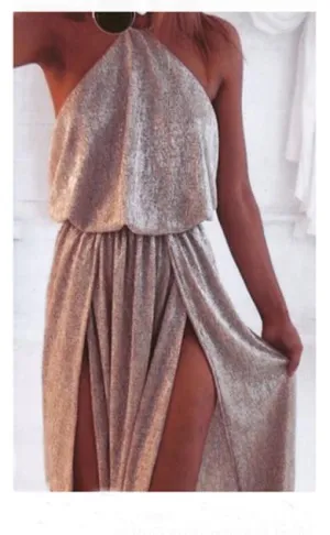 a neck glit dress