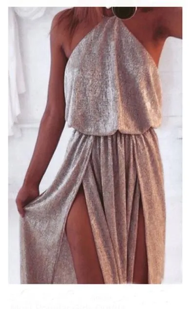 a neck glit dress