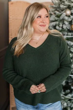 Absolute Favorite V-Neck Sweater- Hunter Green