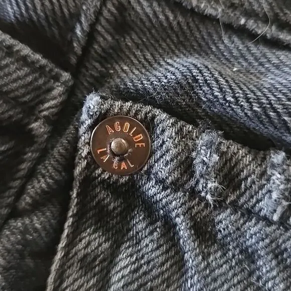 Agolde Black washed denim shorts size 24 button fly y2k womens small
