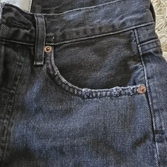 Agolde Black washed denim shorts size 24 button fly y2k womens small