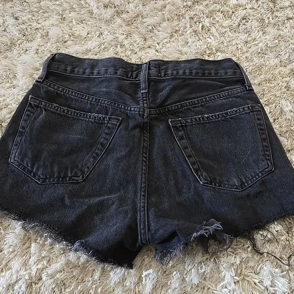 Agolde Black washed denim shorts size 24 button fly y2k womens small