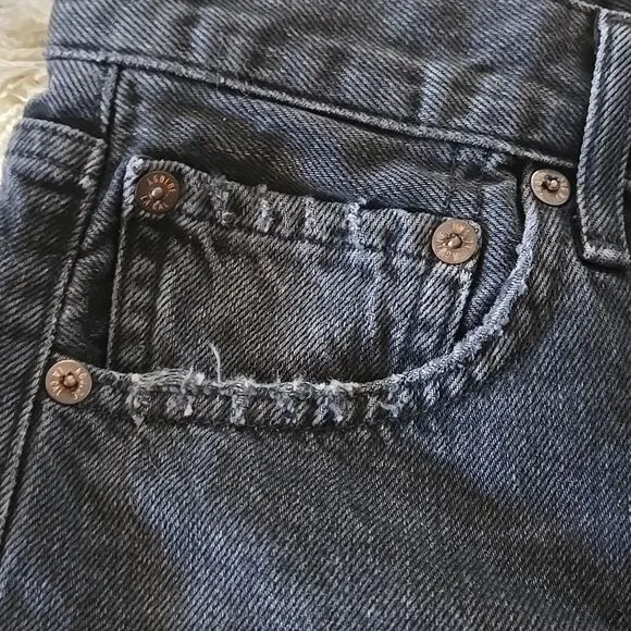 Agolde Black washed denim shorts size 24 button fly y2k womens small