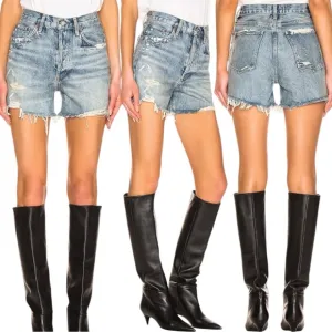Agolde Dee Super High Rise Ricochet Distressed Denim Jean Shorts Size 26