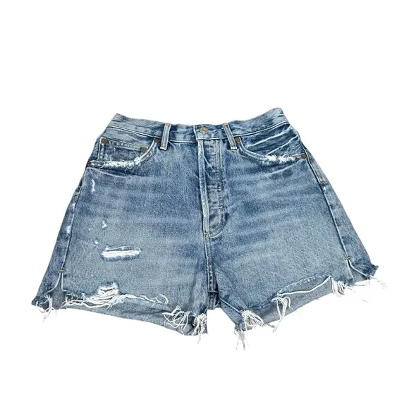 Agolde Dee Super High Rise Ricochet Distressed Denim Jean Shorts Size 26