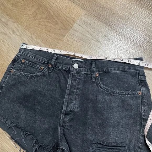 AGOLDE Parker Cut-Off Denim Shorts size 29 curse black gray distressed jean 8