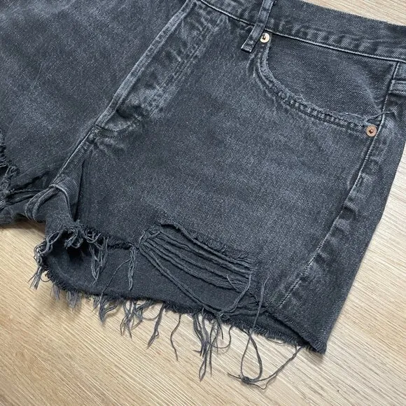 AGOLDE Parker Cut-Off Denim Shorts size 29 curse black gray distressed jean 8