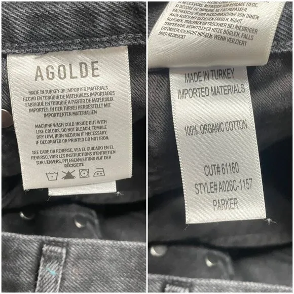 AGOLDE Parker Cut-Off Denim Shorts size 29 curse black gray distressed jean 8