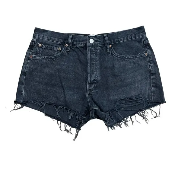 AGOLDE Parker Cut-Off Denim Shorts size 29 curse black gray distressed jean 8