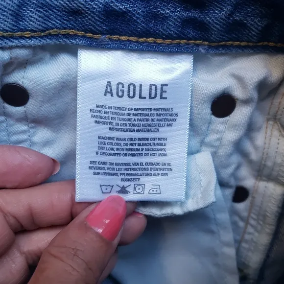 Agolde Shorts Denim Jean Parker‎ Distressed Button Fly medium wash size 27