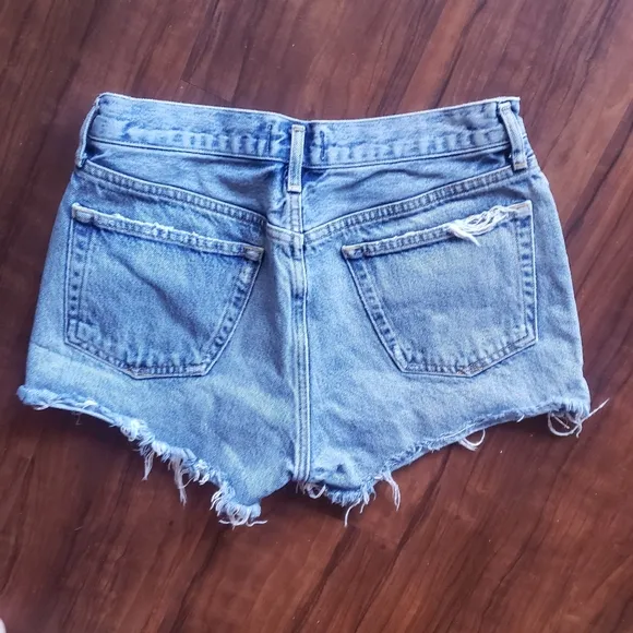 Agolde Shorts Denim Jean Parker‎ Distressed Button Fly medium wash size 27