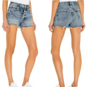 Agolde Shorts Denim Jean Parker‎ Distressed Button Fly medium wash size 27