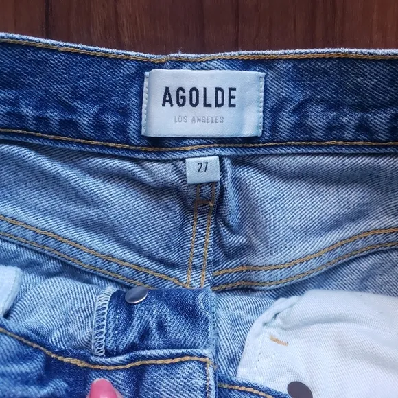 Agolde Shorts Denim Jean Parker‎ Distressed Button Fly medium wash size 27