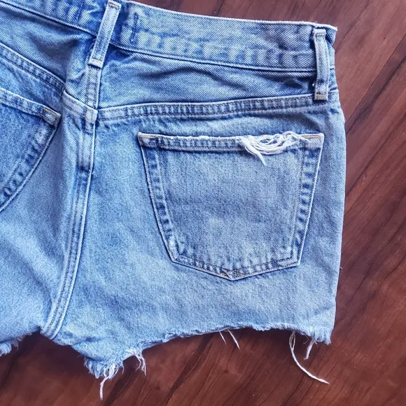 Agolde Shorts Denim Jean Parker‎ Distressed Button Fly medium wash size 27