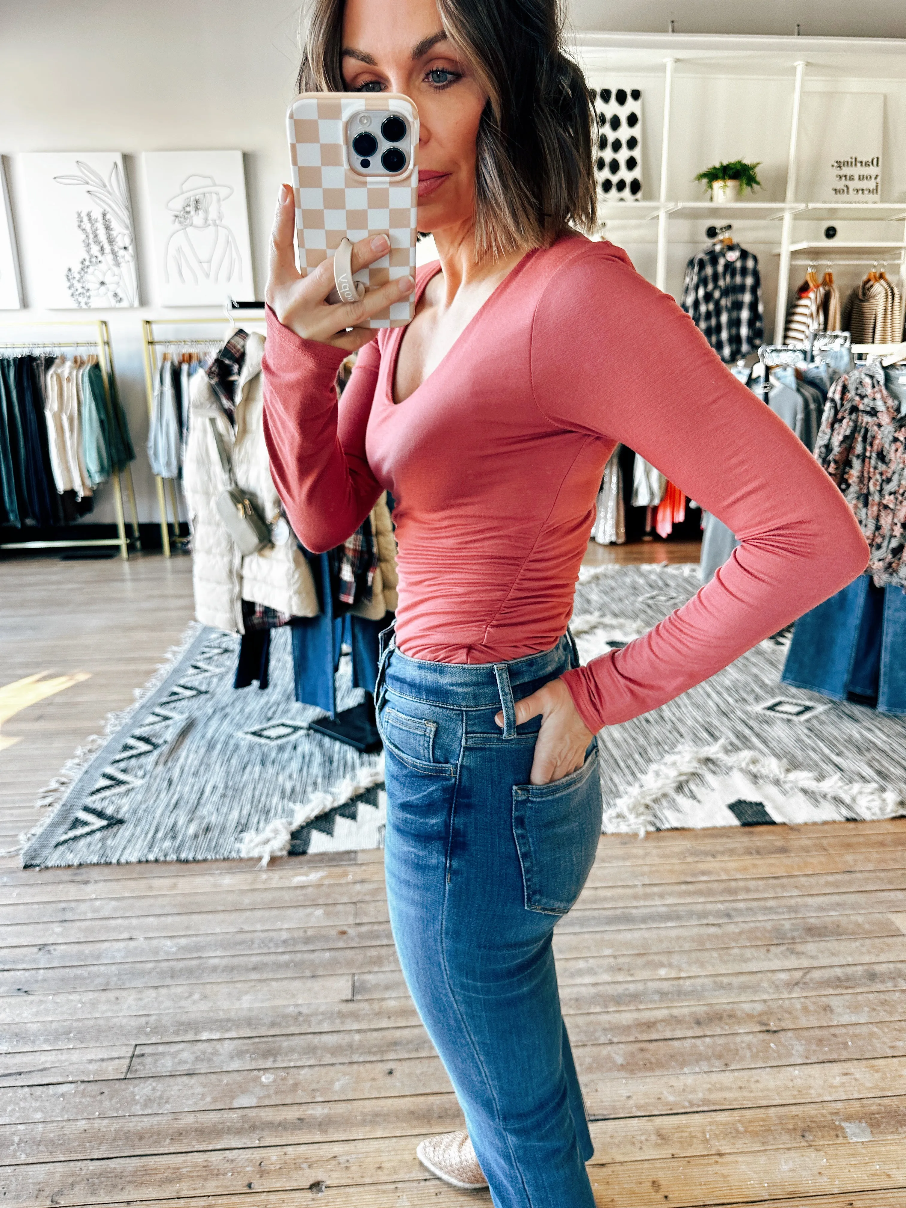 Allure Ruched V-Neck Top