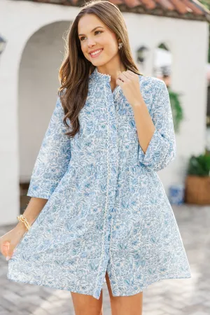 Always The One Navy Blue Floral Toile Shift Dress