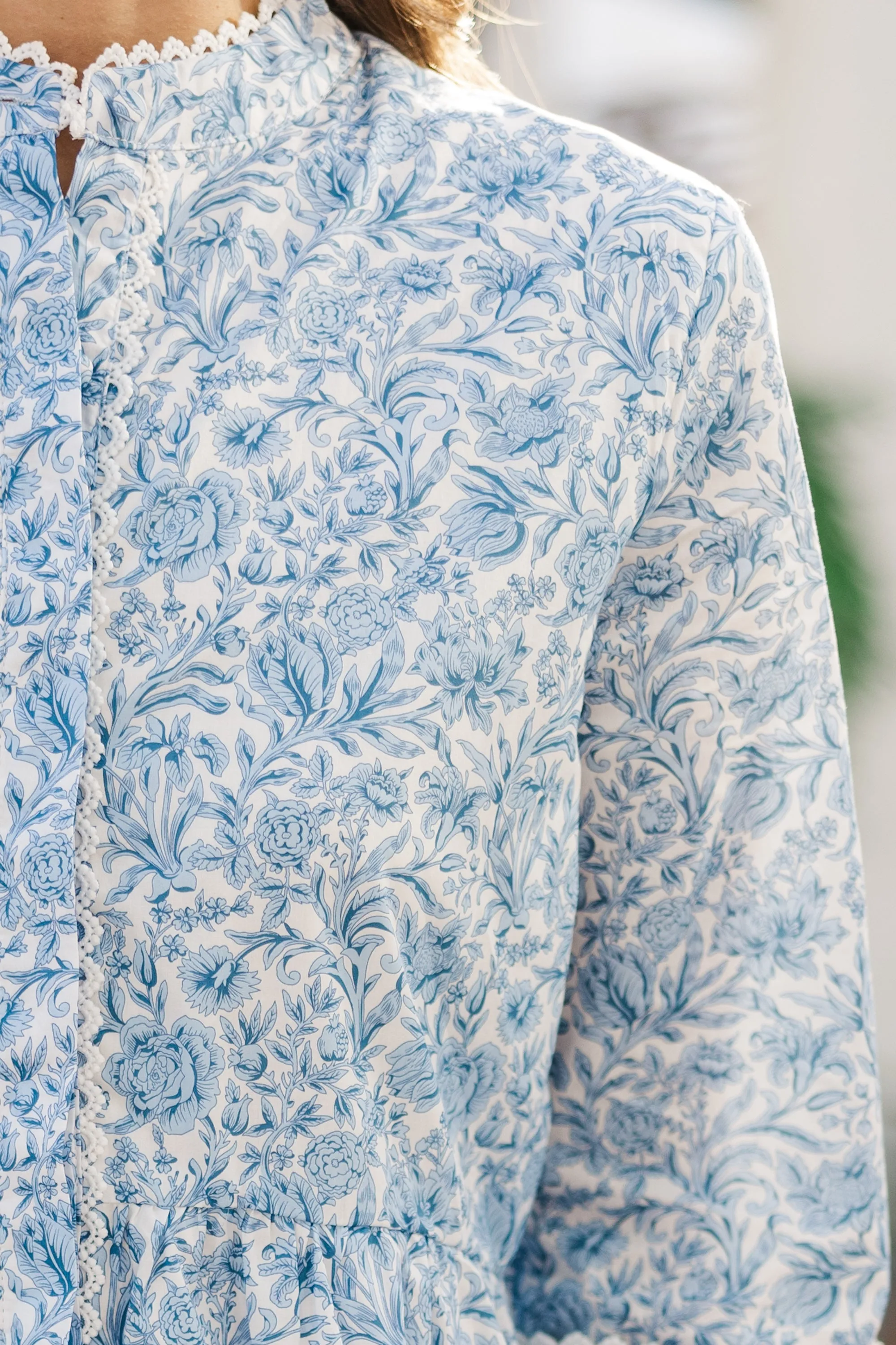 Always The One Navy Blue Floral Toile Shift Dress