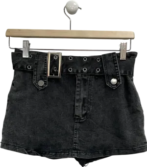 A.M.B.A Studios Grey Venus Denim Skirt With Built In Shorts UK M