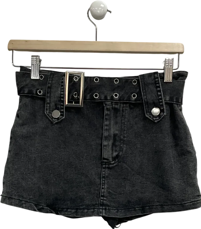A.M.B.A Studios Grey Venus Denim Skirt With Built In Shorts UK M