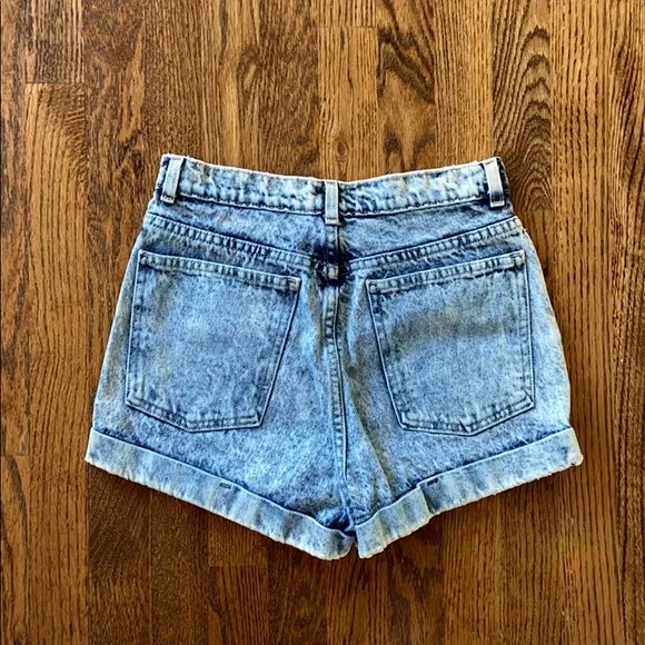 American Apparel Acid Wash High-Waist Jean Shorts