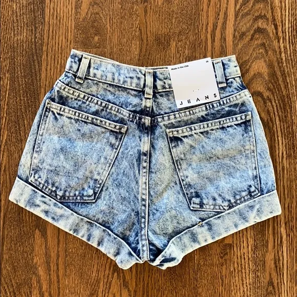 American Apparel Acid Wash High-Waist Jean Shorts