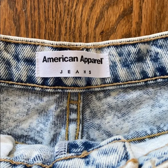 American Apparel Acid Wash High-Waist Jean Shorts