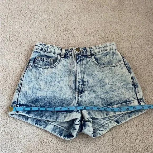 American Apparel Acid Wash High-Waist Jean Shorts
