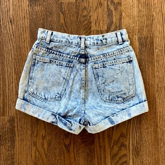 American Apparel Acid Wash High-Waist Jean Shorts