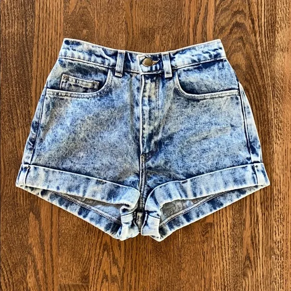 American Apparel Acid Wash High-Waist Jean Shorts
