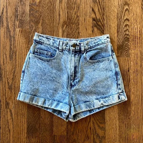 American Apparel Acid Wash High-Waist Jean Shorts