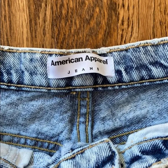 American Apparel Acid Wash High-Waist Jean Shorts
