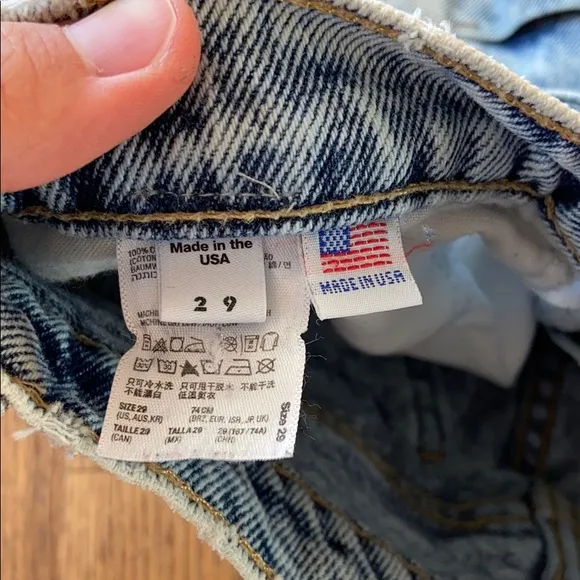 American Apparel Acid Wash High-Waist Jean Shorts