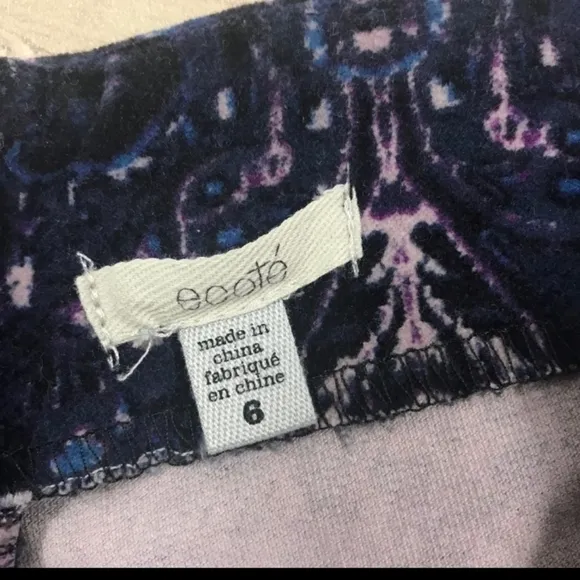 Anthropologie Ecoté Blue Purple Paisley Velour Stretched Shorts 6