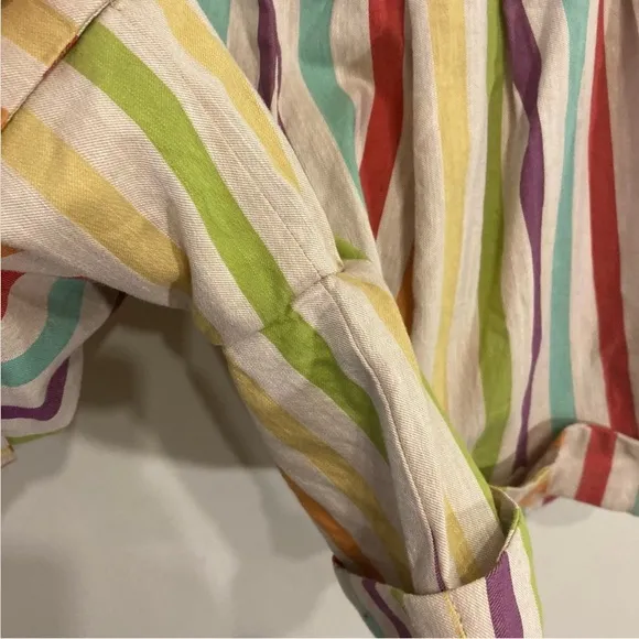 Anthropologie Eva Franco Shorts Vertical Striped Rainbow Sz 6 Lined