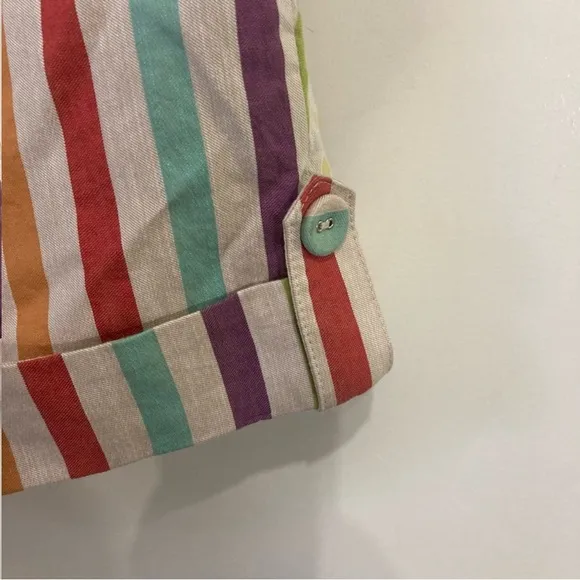 Anthropologie Eva Franco Shorts Vertical Striped Rainbow Sz 6 Lined