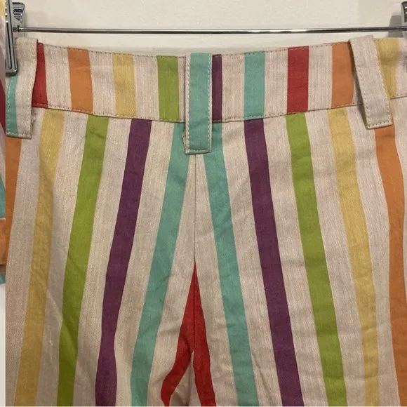 Anthropologie Eva Franco Shorts Vertical Striped Rainbow Sz 6 Lined