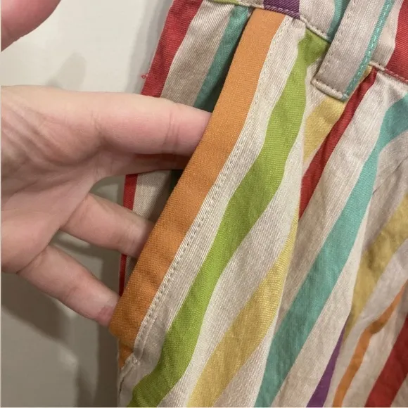 Anthropologie Eva Franco Shorts Vertical Striped Rainbow Sz 6 Lined