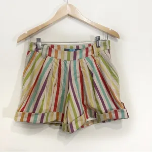 Anthropologie Eva Franco Shorts Vertical Striped Rainbow Sz 6 Lined
