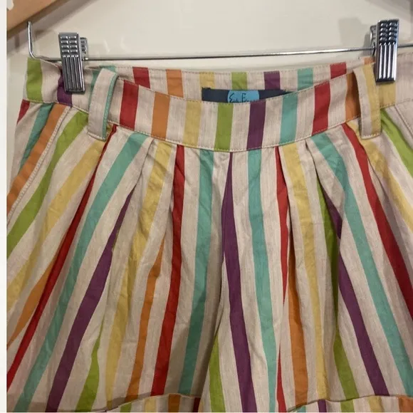 Anthropologie Eva Franco Shorts Vertical Striped Rainbow Sz 6 Lined