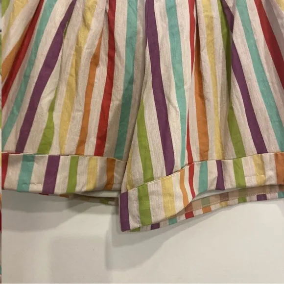 Anthropologie Eva Franco Shorts Vertical Striped Rainbow Sz 6 Lined