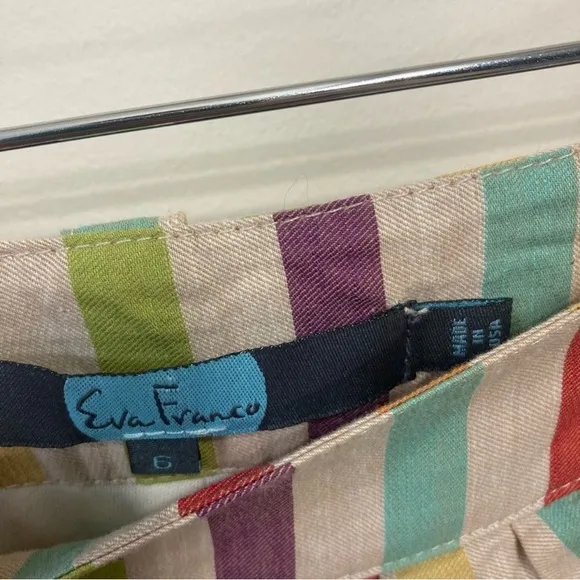 Anthropologie Eva Franco Shorts Vertical Striped Rainbow Sz 6 Lined