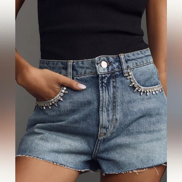 Anthropologie Pilcro Lover Embellished Shorts